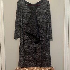 Apt. 9 Charcoal and Black Long Sleeve Dress with Scarf.
